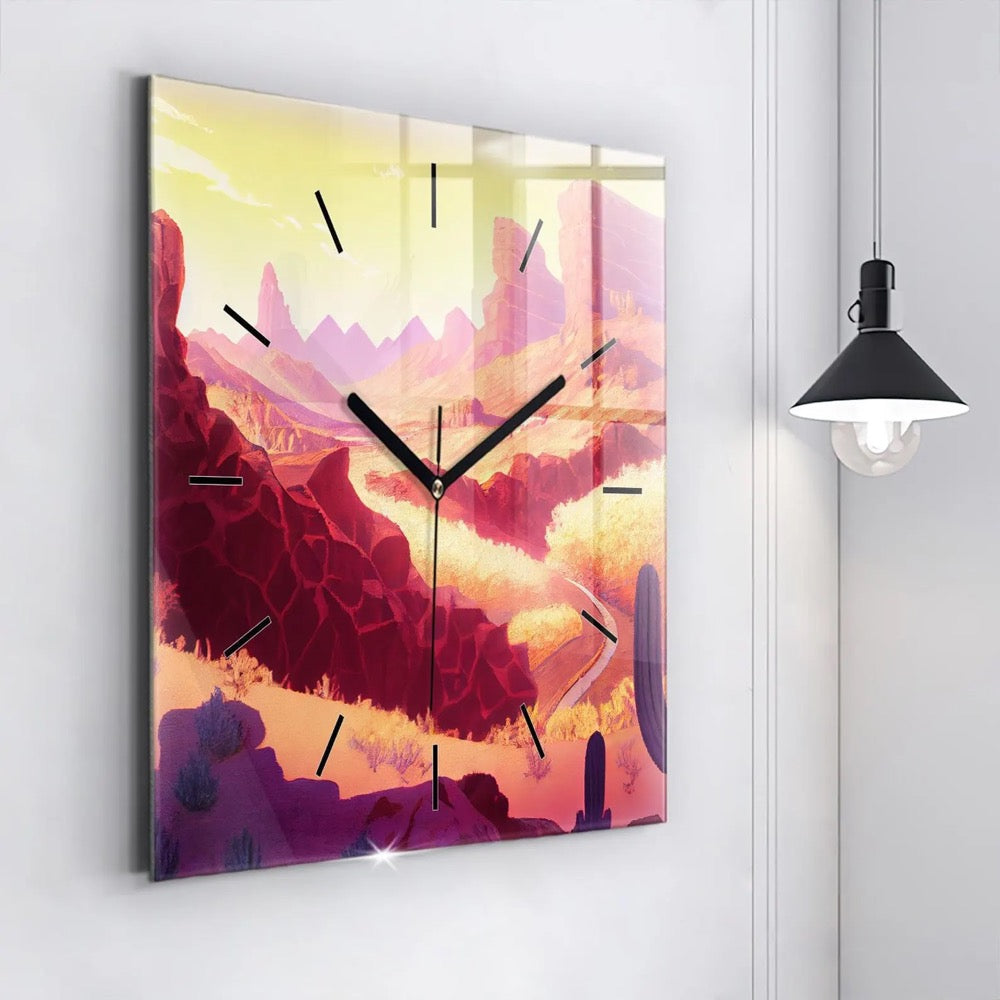 The desert in Arizona Glass Clock, Red Hanging Clock, City Printed Clock, Personalized Clock