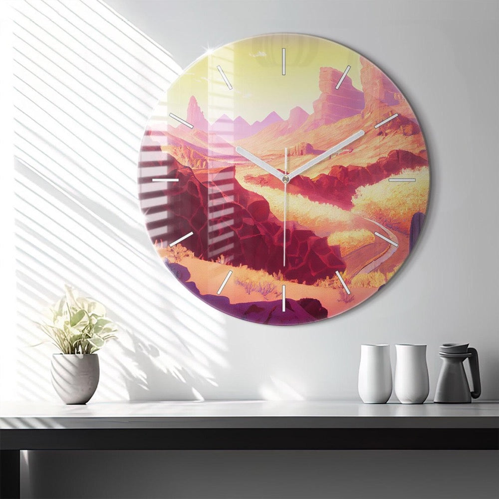 The desert in Arizona Glass Clock, Red Hanging Clock, City Printed Clock, Personalized Clock