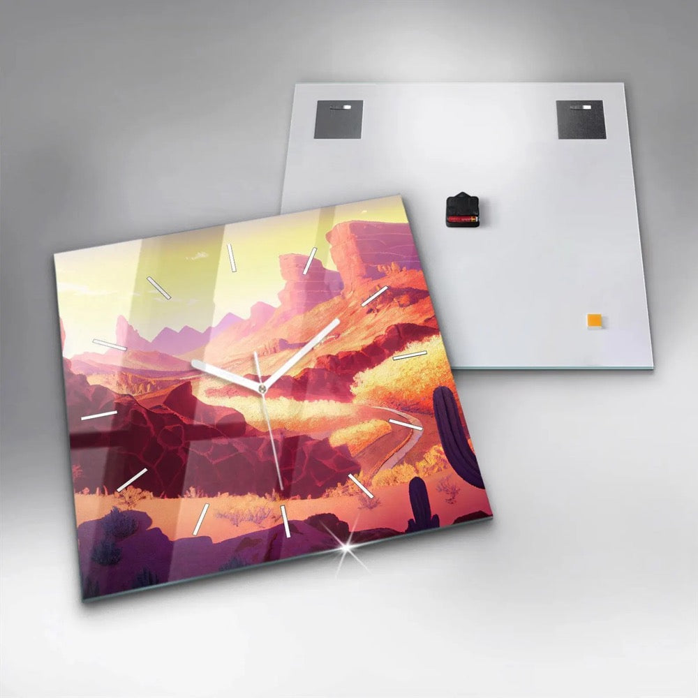 The desert in Arizona Glass Clock, Red Hanging Clock, City Printed Clock, Personalized Clock