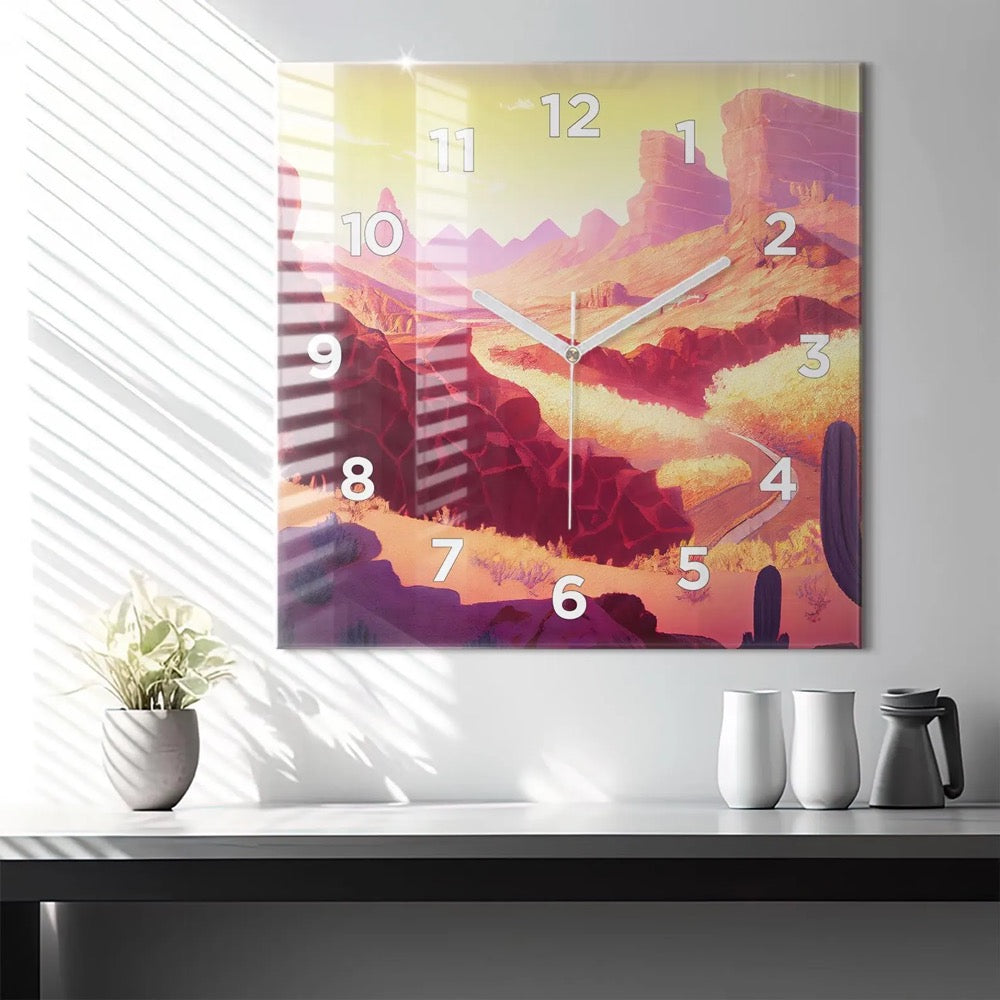 The desert in Arizona Glass Clock, Red Hanging Clock, City Printed Clock, Personalized Clock