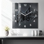 Black abstraction Glass Clock, Black Hanging Clock, Abstract Printed Clock, Custom Wall Clock