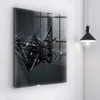 Black abstraction Glass Clock, Black Hanging Clock, Abstract Printed Clock, Custom Wall Clock