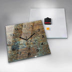 Old metal texture Glass Clock, Brown Printed Clock, Abstract Modern Wall Clock, Personalized Clock